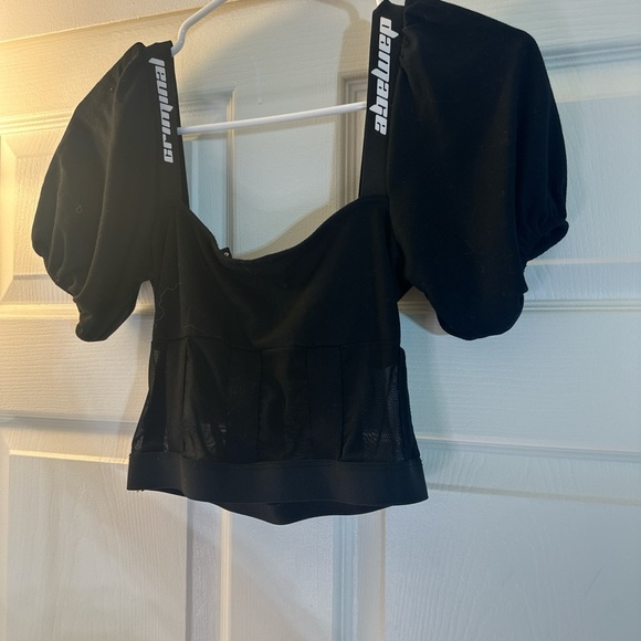 Criminal damage made in London crop top with some see-through net at the bottom - Picture 3 of 3